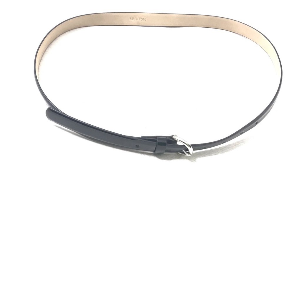 RISANTRY Size M Patent Leather Skinny Belt for Women Luxury Black Work Office